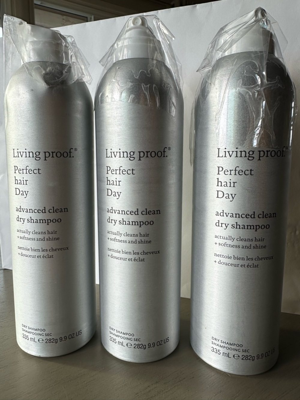 (3) 9.9oz 335ml each Living Proof Perfect Hair Day Advanced Clean Dry Shampoo